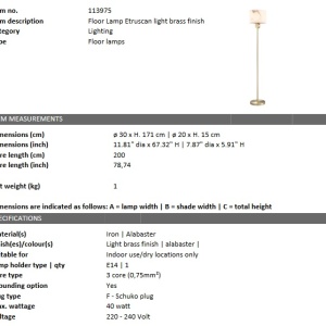 Lampadar/ Lampa de podea design elegant LUX Etruscan 113975 HZ 191041 universul-luminii.ro