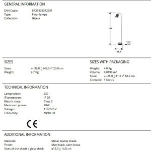 Lampadar/Lampa de podea design moderm Gisela 197301 universul-luminii.ro