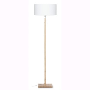 Lampadar modern cu baza din lemn si abajur textil FUJI, alb FUJI/F/4723/W