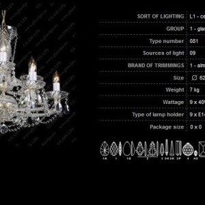 Lustra 9 brate cristal Bohemia L11 081/09/1-A - Img 3