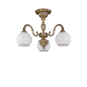 Lustra aplicata cu 3 brate clasic design italian din alama, sticla 9200 RA-PL. 9220/3
