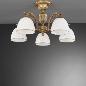 Lustra aplicata cu 5 brate clasic design italian din alama si sticla 8601 RA-PL. 8621/5 101731 universul-luminii.ro