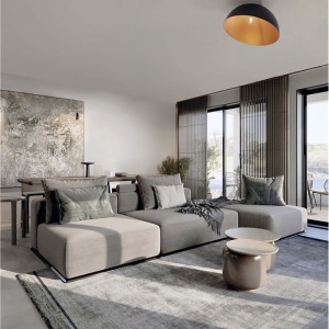 Lustra aplicata design decorativ GEA negru/auriu D-50cm - Img 2