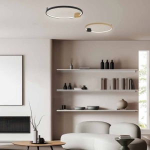 Lustra aplicata LED design inelar Ring negru, 80cm - Img 5