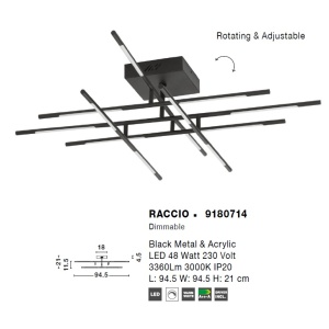 Lustra aplicata LED design modern RACCIO negru 75711 universul-luminii.ro