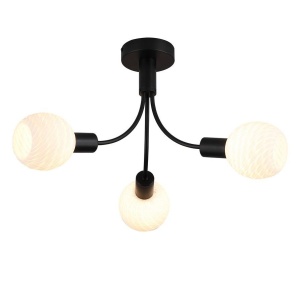 Lustra aplicata metal negru, sticla opal Nova 3L