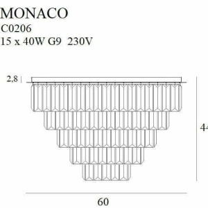 Lustra aplicata / Plafoniera design elegant 60cm Monaco, auriu C0206 MX - Img 2