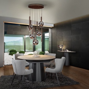 Lustra bronz inchis cu 9 pendule fumurii Sapore - Img 5