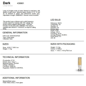Lustra casa scarii cu 25 pendule si telecomanda Dark H500 - Img 5