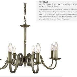 Lustra clasica suspendata design traditional Richmond 8L alama antique 1508-8AB SRT 66841 universul-luminii.ro