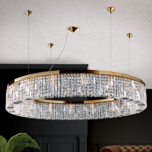 Lustra cristal Asfour XXL design modern de lux Ring 140cm gold 130021 universul-luminii.ro