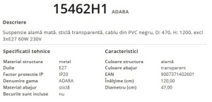 Lustra cu 3 pendule design modern ADARA 15462H1 GL 199121 universul-luminii.ro
