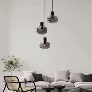 Lustra cu 3 pendule design modern CINZIA fumuriu