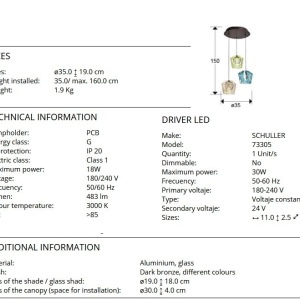 Lustra cu 3 pendule LED design decorativ Ingrid 3L color 238631 universul-luminii.ro