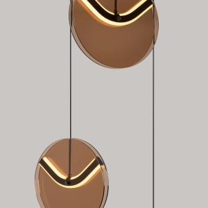 Lustra cu 3 pendule LED metal negru cu sticla champagne, HALLEY - Img 6