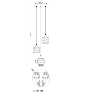 Lustra cu 3 pendule sticla fumurie XIA pentru sufragerie 248051 universul-luminii.ro
