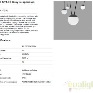 Lustra cu 4 pendule design modern MINE SPACE Grey 28376-4L 48191 universul-luminii.ro