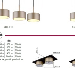 Lustra cu 4 Pendule LED sampanie negru RAYMOND - Img 7