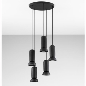 Lustra cu 5 pendule ceramica neagra PARLO 625741 universul-luminii.ro