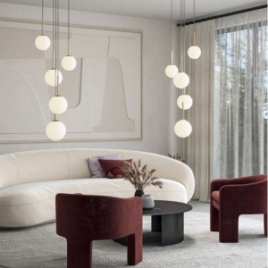 Lustra cu 5 pendule design modern Basic form auriu - Img 5