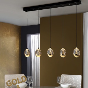 Lustra cu 5 pendule LED design modern Rocio negru/auriu 153581 universul-luminii.ro