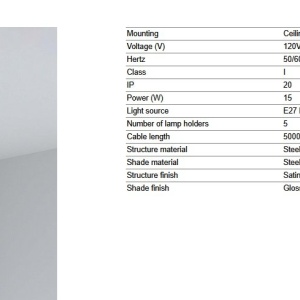 Lustra cu 5 pendule metal TATAWIN M orange - Img 4