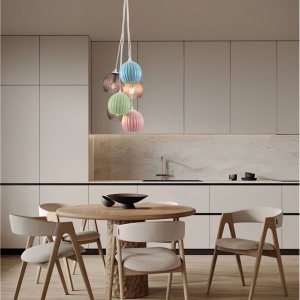 Lustra cu 6 pendule, Ceramica, Sticla, Multicolor, MELINE 168761 universul-luminii.ro