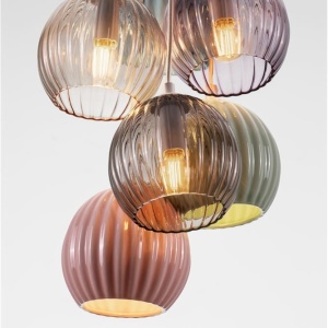 Lustra cu 6 pendule, Ceramica, Sticla, Multicolor, MELINE 245411 universul-luminii.ro