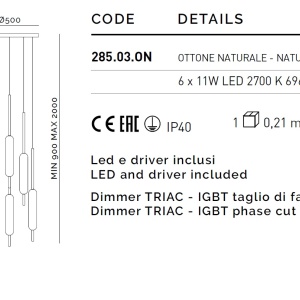 Lustra cu 6 pendule LED design LUX, fabricat manual TYPHA 75911 universul-luminii.ro