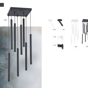 Lustra cu Pendule LED tubulare stil minimalist ETNA 8 alba 103491 universul-luminii.ro