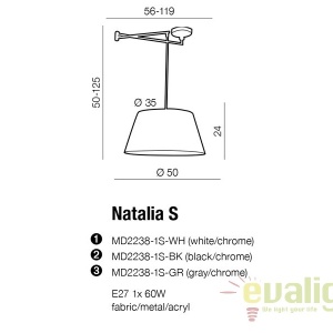 Lustra cu un pendul directionabil NATALIA S BK 69161 universul-luminii.ro