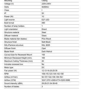 Lustra cu Ventilator incastrat tavan cu telecomanda KLIM L 150cm, negru/ nuc - Img 4