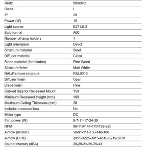 Lustra cu Ventilator incastrat tavan cu telecomanda KLIM M 125cm, alb/ pin - Img 4