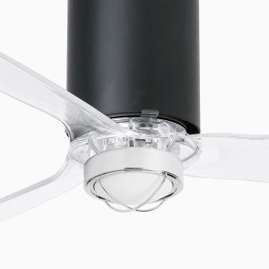 Lustra cu Ventilator si telecomanda MINI TUBE M LED negru mat/transparent 124671 universul-luminii.ro