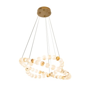 Lustra decorativa metal auriu, piatra naturala LED Coralys