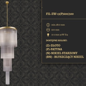 Lustra design LUX diametru 60cm din alama decorata cu sticla Filago 87631 universul-luminii.ro