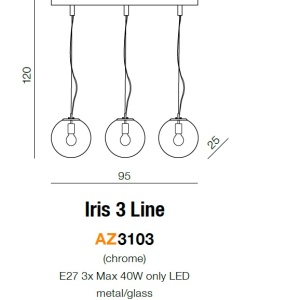 Lustra design modern Iris 3 line crom ZZ AZ3103 - Img 2