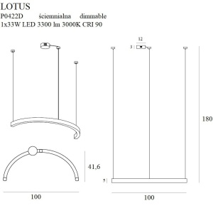 Lustra dimabila LED suspendata LOTUS P0422D MX - Img 3