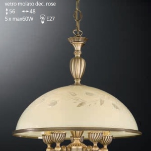 Lustra din alama cu sticla decorata design italian D-48cm 6208 201451 universul-luminii.ro