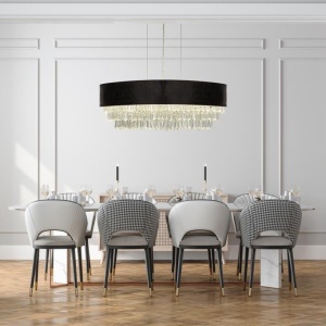 Lustra eleganta cu abajur din catifea si cristale Glamour 8Lt 221461 universul-luminii.ro