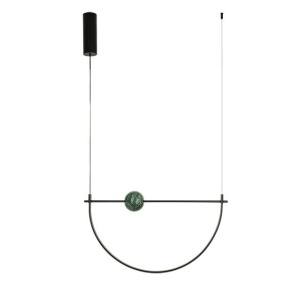 Lustra LED 16W metal negru, marmura verde Arpa