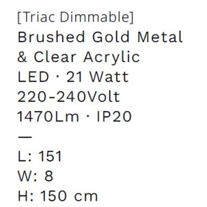 Lustra LED 3000K suspendata design liniar PHEME auriu periat - Img 7
