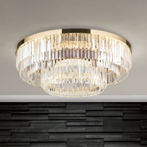 Lustra LED aplicata cristal design elegant lux PRISM D-95cm aurie 24K - Img 1