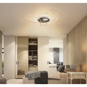 Lustra LED aplicata design circular INVERTINA auriu/antracit - Img 2
