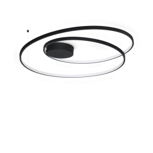 Lustra LED aplicata design circular OZ PL D080 ON-OFF NERO 3000K