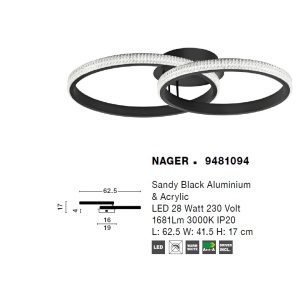 Lustra LED aplicata design modern circular NAGER 28W NVL-9481094 76051 universul-luminii.ro