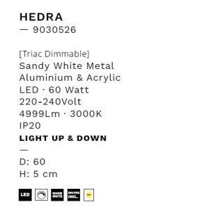 Lustra LED aplicata design modern minimalist HEDRA D-60cm alb - Img 6