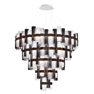 Lustra LED Art Deco de dimensiuni mari, realizata manual LA LOLLO 5XL PEWTER