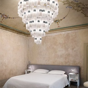 Lustra LED Art Deco de dimensiuni mari, realizata manual LA LOLLO 5XL White 125201 universul-luminii.ro
