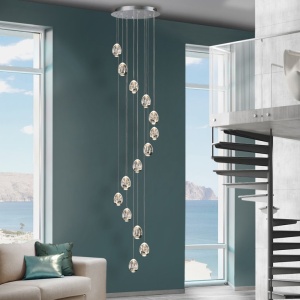 LUSTRA LED CU 14 PENDULE LED cu telecomanda ROCIO, crom 141441 universul-luminii.ro
